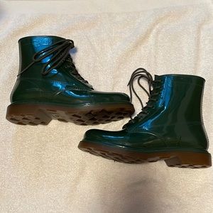 Dark Green Rubber Combat Boots Women’s Size 9